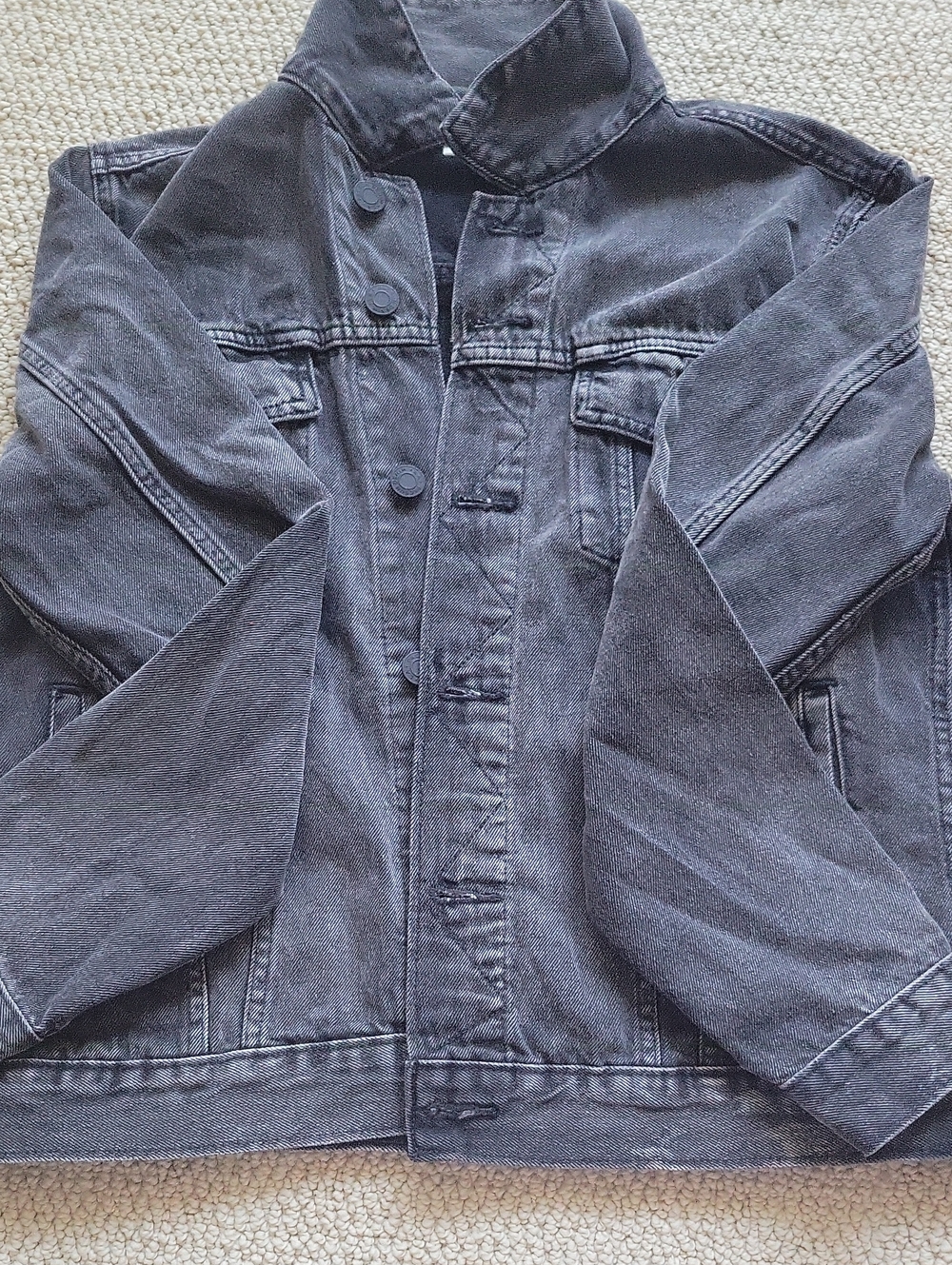 PacSun Black Washed Denim Jacket - Oversized Button Front